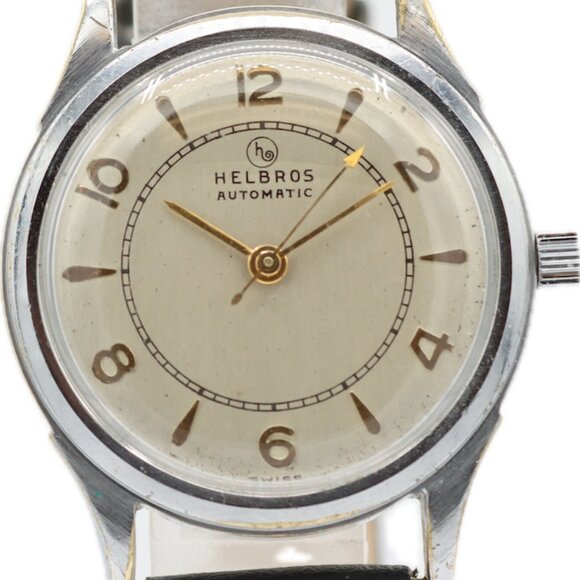 Vintage 32mm Helbros 8601 Men's Bumper Automatic Wristwatch Swiss Steel
